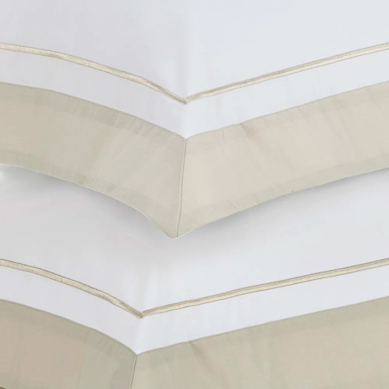 Imagem JOGO DE CAMA KING 200 FIOS DE ALGODÃO FIESOLE BRANCO/GRIGIO - TRUSSARDI