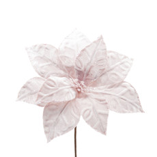 Imagem de HASTE DECORATIVA DE POINSÉTIA ROSA COM GLITTER DE TECIDO E METAL 29CM - TOKDACASA - Cromus Embalagens Ind E Com Ltda