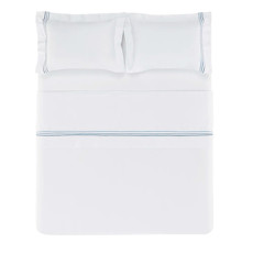 Imagem de JOGO DE CAMA CASAL 200 FIOS DE ALGODÃO MENFI BRANCO/AZUL - TRUSSARDI - Karsten S.A 