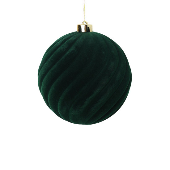 Imagem BOLA DE NATAL DECORATIVA VERDE AVELUDADA DE PLÁSTICO 15CM - TOKDACASA