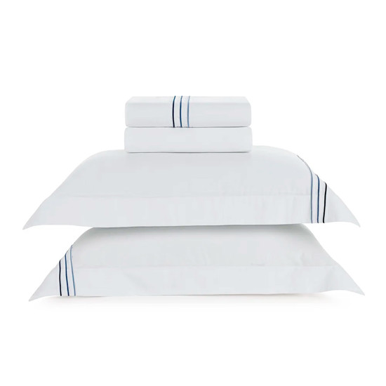 Imagem JOGO DE CAMA KING 200 FIOS DE ALGODÃO MENFI BRANCO/AZUL - TRUSSARDI