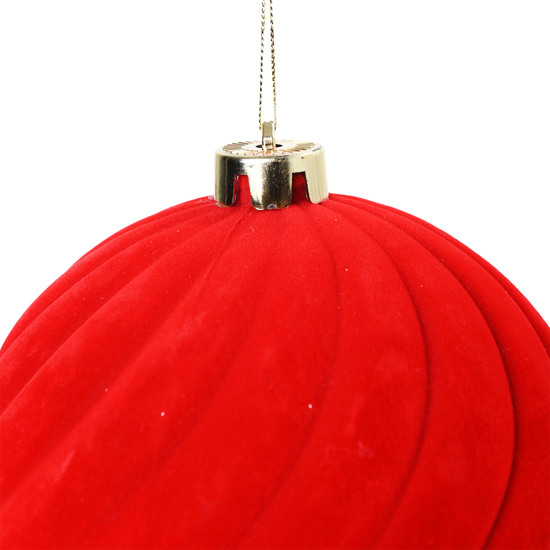 Imagem BOLA DE NATAL DECORATIVA VERMELHA AVELUDADA DE PLÁSTICO 15CM - TOKDACASA