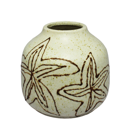 Imagem VASO DECORATIVO BRANCO TEXTURIZADO DE CERÂMICA 15X14X14CM - LUCATTI