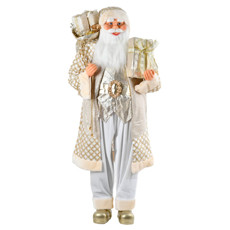 Imagem de PAPAI NOEL DECORATIVO CHAMPAGNE E PRATEADO DE PLÁSTICO E ALGODÃO 150CM - GRILLO - Grillo Ltda