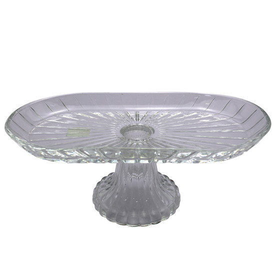 Imagem CENTRO DE MESA OVAL COM PÉ DECORATIVO DE VIDRO 11X28X14CM - ADELY CRYSTAL