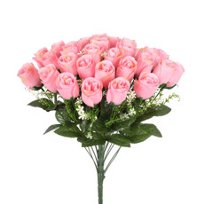 Imagem de BUQUÊ DECORATIVO MOLDÁVEL DE BOTÃO DE ROSAS COR ROSA 44X26CM - GRILLO - Grillo Ltda