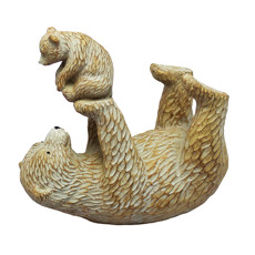 Imagem de ESCULTURA DECORATIVA MÃE E FILHO URSO DE RESINA CARAMELO 18X19X9CM - ENTRECASA - Inverno Verao Comercio De Modas E Decoracao Eireli