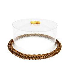 Imagem de BOLEIRA REDONDA DE ACRÍLICO COM BASE EM FIBRA SINTÉTICA 10X20X20CM - ENTRECASA - Inverno Verao Comercio De Modas E Decoracao Eireli