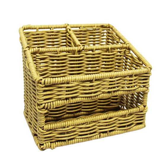 Imagem PORTA-TALHERES QUADRADO DE FIBRA SINTÉTICA BEGE 16X18X15CM - ENTRECASA