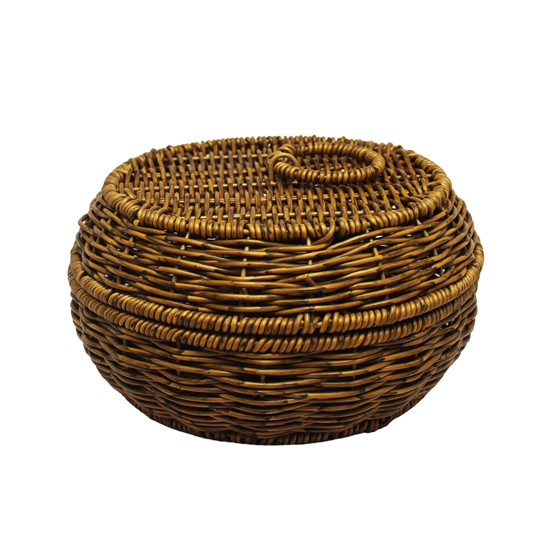 Imagem CESTO REDONDO DE FIBRA SINTÉTICA COM TAMPA 12X23X23CM - ENTRECASA