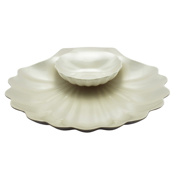 Imagem CONJUNTO 2 PETISQUEIRAS FORMATO CONCHA BRANCA PEROLADA DE MELAMINA - ENTRECASA