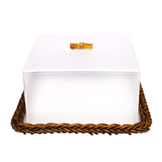 Imagem de BOLEIRA QUADRADA DE ACRÍLICO COM BASE DE FIBRA SINTÉTICA 11X24X24CM - ENTRECASA - Inverno Verao Comercio De Modas E Decoracao Eireli