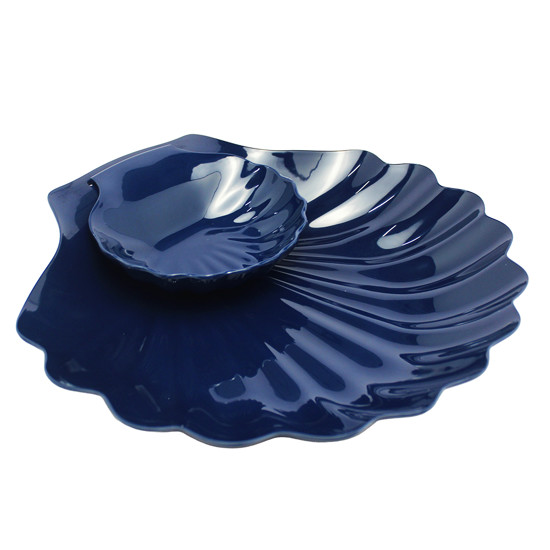 Imagem CONJUNTO 2 PETISQUEIRAS FORMATO CONCHA AZUL ESCURO DE MELAMINA - ENTRECASA