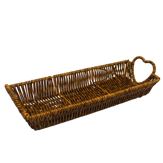 Imagem BANDEJA RETANGULAR DECORATIVA STRAW CARAMELO 7X33,5X12CM - ENTRECASA