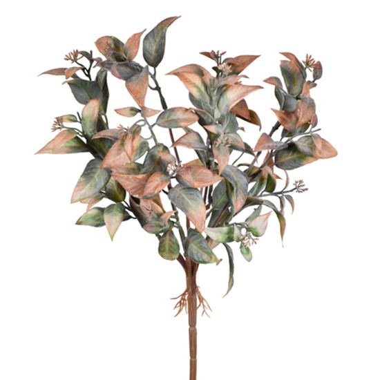 Imagem BUQUÊ DECORATIVO DE FOLHAS AMARELO OUTONO DE PLÁSTICO MOLDÁVEL 34X17CM - GRILLO