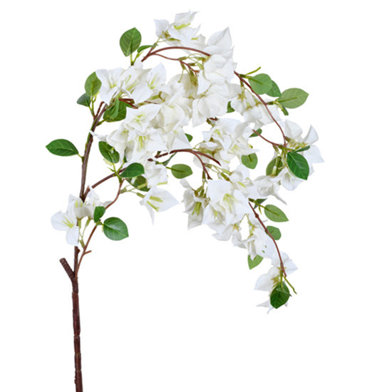 Imagem HASTE DECORATIVA DE BOUGAINVILLE CREME DE PLÁSTICO MOLDÁVEL 95X20X30CM - GRILLO