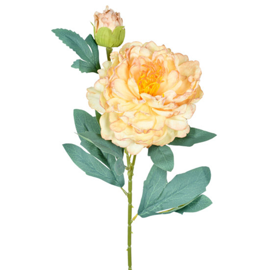 Imagem HASTE DECORATIVA DE PEÔNIA AMARELA DE PLÁSTICO MOLDÁVEL 66X15X16CM - GRILLO