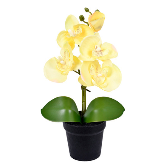 Imagem ARRANJO DECORATIVO DE ORQUÍDEA AMARELA DE PLÁSTICO 28X16CM - GRILLO