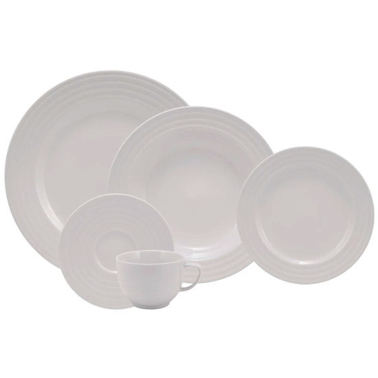 Imagem SERVIÇO DE JANTAR E CHÁ ARCOS 30 PEÇAS DE PORCELANA BRANCA - SCHMIDT