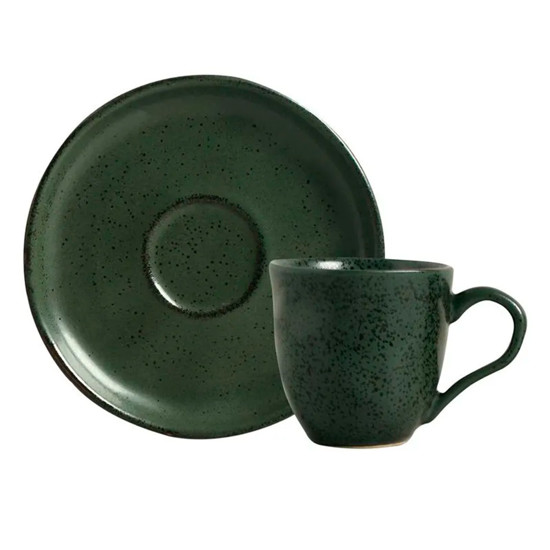 Imagem XÍCARA COM PIRES 170ML DE CERÂMICA GREENERY 9,5X16,5CM - PORTO BRASIL