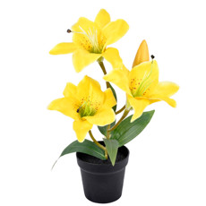 Imagem de ARRANJO DECORATIVO DE LÍRIO TIGRE AMARELO DE PLÁSTICO MOLDÁVEL 31X23CM - GRILLO - Grillo Ltda