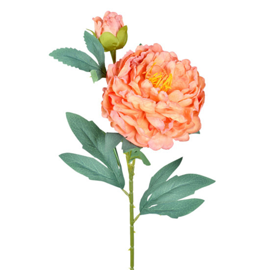 Imagem HASTE DECORATIVA DE PEÔNIA LARANJA DE PLÁSTICO MOLDÁVEL 66X15X16CM - GRILLO