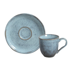 Imagem de XÍCARA COM PIRES 120ML BIO AZUL BREEZE EM CERÂMICA 8,5X13,5CM - PORTO BRASIL - Porto Brasil Ceramica Ltda