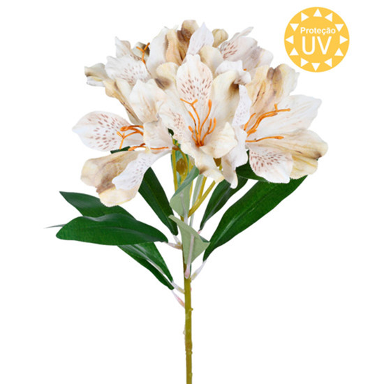 Imagem HASTE DECORATIVA DE LÍRIO PERUANO BEGE DE PLÁSTICO MOLDÁVEL 61X15CM - GRILLO