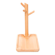 Imagem de BANDEJA RETANGULAR COM SUPORTE MULTIFUNCIONAL 18X12X21CM DE BAMBU - LYOR - Coliseu Presentes Ltda