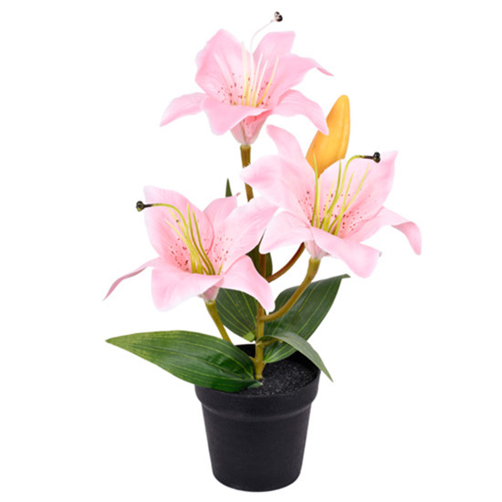 Imagem ARRANJO DECORATIVO DE LÍRIO TIGRE ROSA DE PLÁSTICO MOLDÁVEL 31X23CM - GRILLO