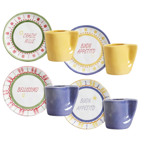 Imagem CONJUNTO 4 XÍCARAS DE CHÁ COM PIRES DE CERÂMICA SUMMER - SCALLA CERÂMICA