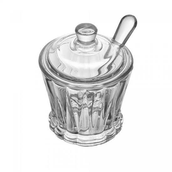 Imagem AÇUCAREIRO DE CRISTAL DE CHUMBO COM TAMPA E COLHER 210ML 