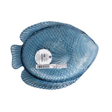 Imagem de PRATO RASO EM ACRÍLICO AZUL EM FORMATO DE PEIXE 28X21 CM - Inverno Verao Comercio De Modas E Decoracao Eireli