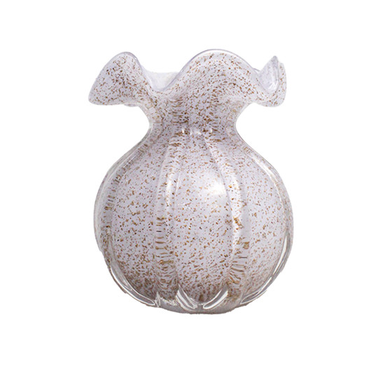 Imagem VASO DECORATIVO EM VIDRO NA COR PURPURA COM GLITER DOURADO 14X11 CM - GRILLO 58694