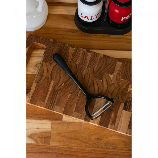 Imagem DESCARCADOR DE LEGUMES COM CABO ANTIDERRAPANTE CHEF PRO PRETO LIGA DE ZINCO - WOLFF