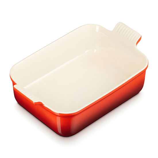 Imagem TRAVESSA RETANGULAR HERITAGE VERMELHA EM CERÂMICA 9,1X39X25,4CM - LE CREUSET