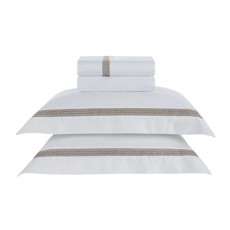 Imagem de JOGO DE CAMA QUEEN 300 FIOS MORELLI BRANCO/MARRONE - TRUSSARDI - Karsten S.A 