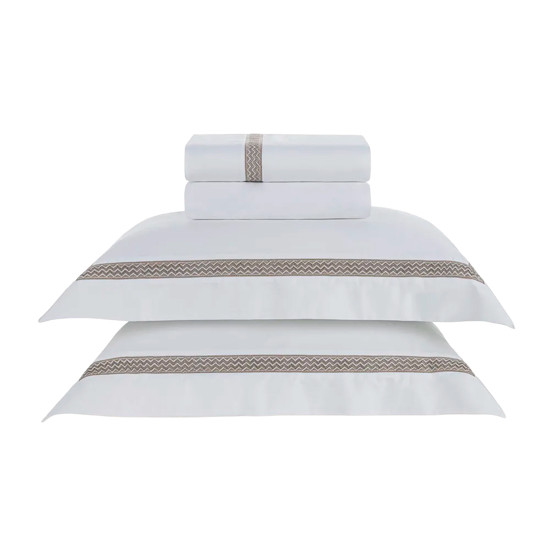 Imagem JOGO DE CAMA QUEEN 300 FIOS MORELLI BRANCO/MARRONE - TRUSSARDI