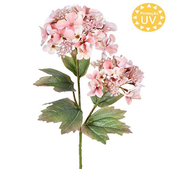 Imagem HASTE DECORATIVA DE HORTÊNSIA UV ROSA DE PLÁSTICO MOLDÁVEL 49X13X13CM - GRILLO