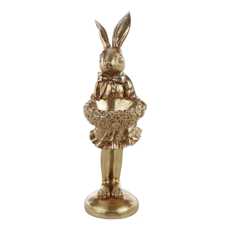 Imagem de COELHA DOURADA DECORATIVA COM CESTO DE RESINA 33X10X11CM - CROMUS - Cromus Embalagens Ind E Com Ltda
