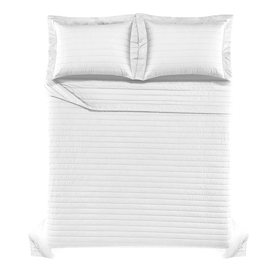 Imagem COLCHA COM PORTA TRAVESSEIROS CASAL 100% ALGODÃO MONTELEONE BRANCO - TRUSSARDI