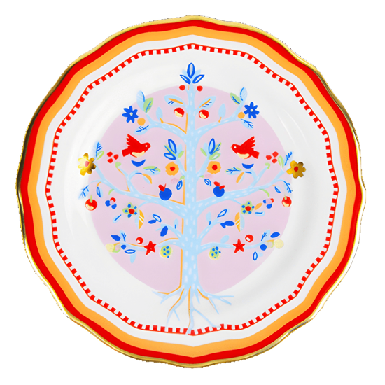 Imagem PRATO PARA PÃO ÁRVORE DA VIDA MAMMA MIA DE PORCELANA 16CM - BACI MILANO