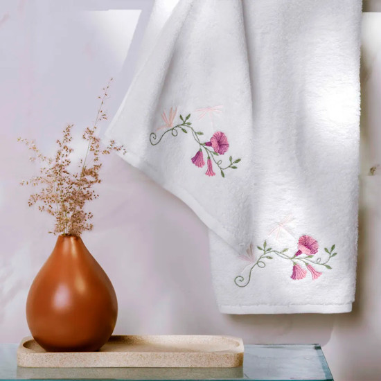 Imagem JOGO LAVABO COM BORDADO 100% ALGODÃO PETUNIA - TRUSSARDI