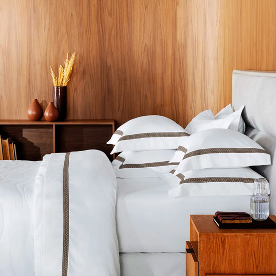 Imagem JOGO DE CAMA QUEEN 300 FIOS MORELLI BRANCO/MARRONE - TRUSSARDI