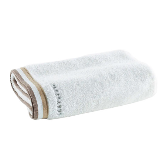 Imagem TOALHA BANHÃO MONTELLO BRANCO/BEGE DE ALGODÃO 86X160CM - TRUSSARDI