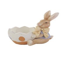 Imagem de COELHO DA PÁSCOA DECORATIVO DE RESINA COM OVO 10,5X10X6CM - TOKDACASA - Cromus Embalagens Ind E Com Ltda