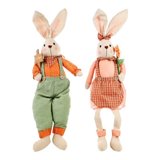 Imagem COELHO/COELHA SENTADO DECORATIVO DE POLIÉSTER 69X22X12CM - CROMUS