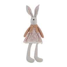 Imagem de COELHA COM VESTIDO XADREZ E CASACO CANELADO 37X12X9CM - CROMUS - Cromus Embalagens Ind E Com Ltda