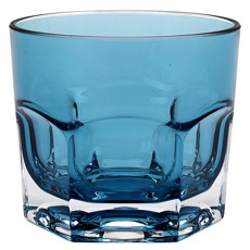 Imagem de COPO BAIXO SEXTAVADO EM ACRÍLICO AZUL TRANSPARENTE 9,5X8,5X8,5CM - ENTRECASA - Inverno Verao Comercio De Modas E Decoracao Eireli