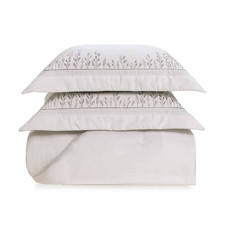 Imagem de COLCHA FLORA COM PORTA TRAVESSEIROS KING 300 FIOS 100% ALGODÃO BRANCO - TRUSSARDI - Karsten S.A 